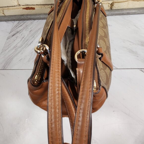 Euc Coach Christie Carryall Khaki Signature 2 Way Shoulder Bag Handbag Purse - Picture 8 of 12